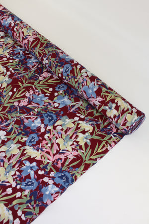 Yuka - Printed Linen | Mulberry (LAST CUT - 1.2M)