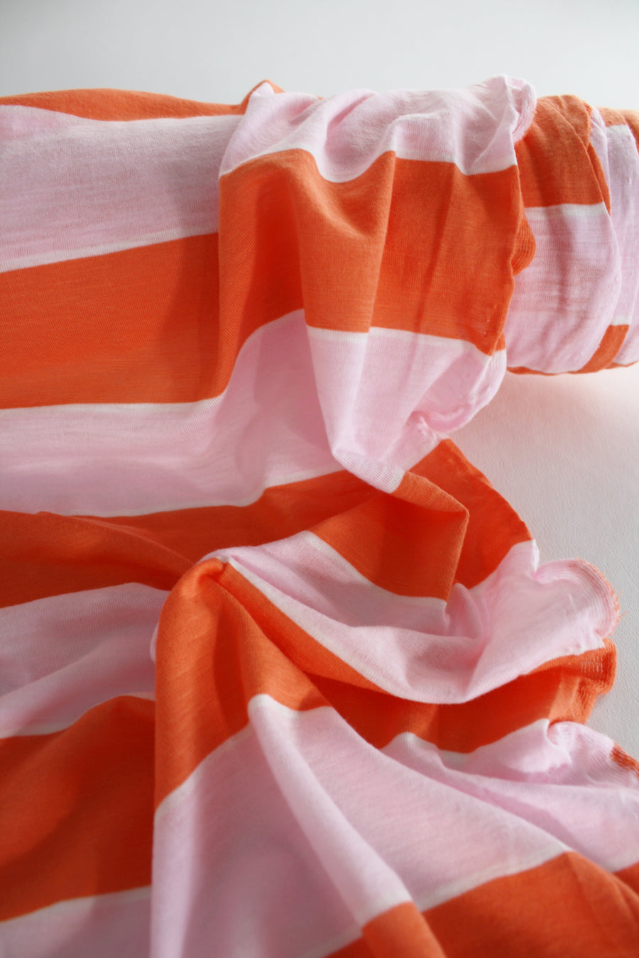 Millie - Striped Cotton Rib | Blush & Papaya