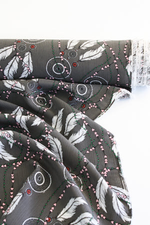 Dream Catcher - Printed Yoryu Chiffon | Graphite