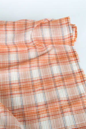 Lorelai - Yarn Dyed Plaid Linen Gauze | Mandarin (LAST CUT - 2.8M)