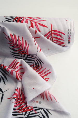 Fiora - Printed Linen | Raspberry