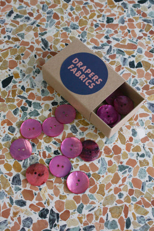 Dyed Agoya Shell Buttons | Fuchsia 25MM