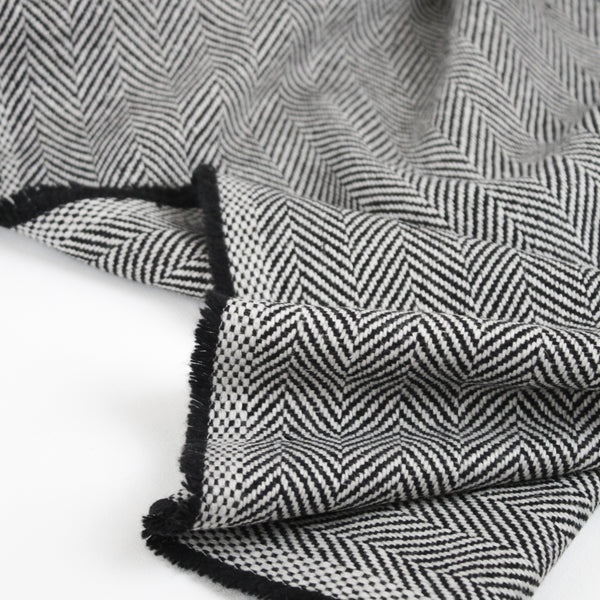 Raphael - Herringbone Wool Coating | Monochrome (LAST CUT - 2M)