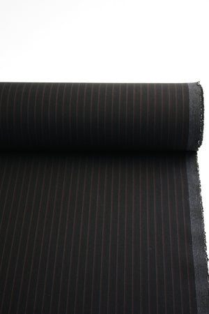 European Pinstripe Virgin Wool Suiting | Charcoal (2.5M)