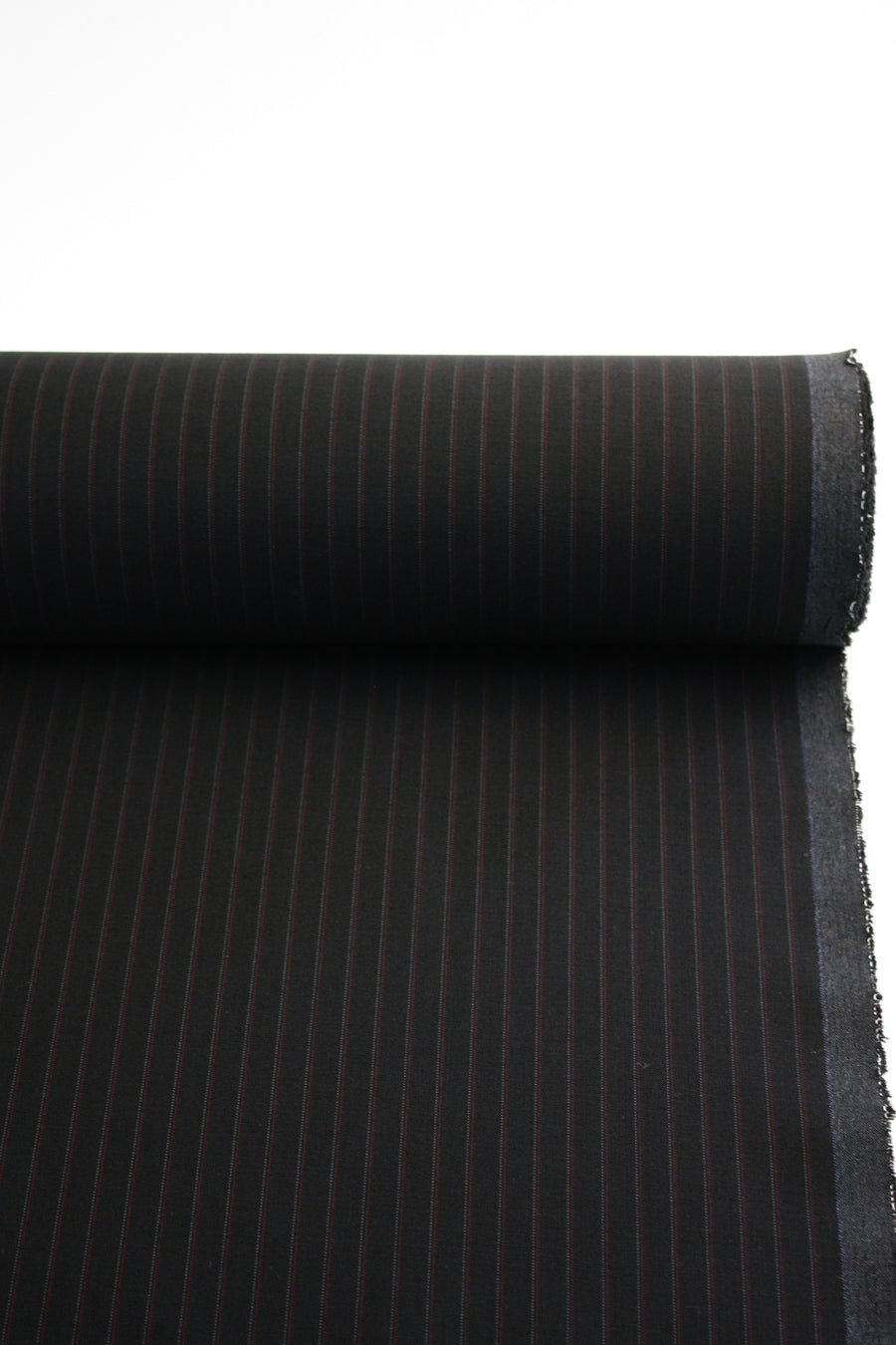 European Pinstripe Virgin Wool Suiting | Charcoal (2.5M)