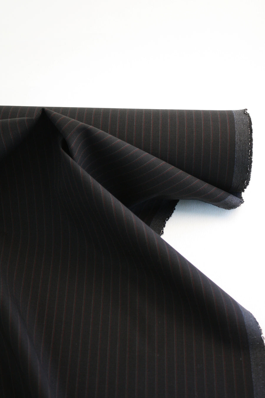 European Pinstripe Virgin Wool Suiting | Charcoal (2.5M)