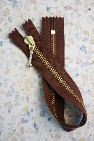 YKK 35cm Close Ended Metal Zip | Chocolate