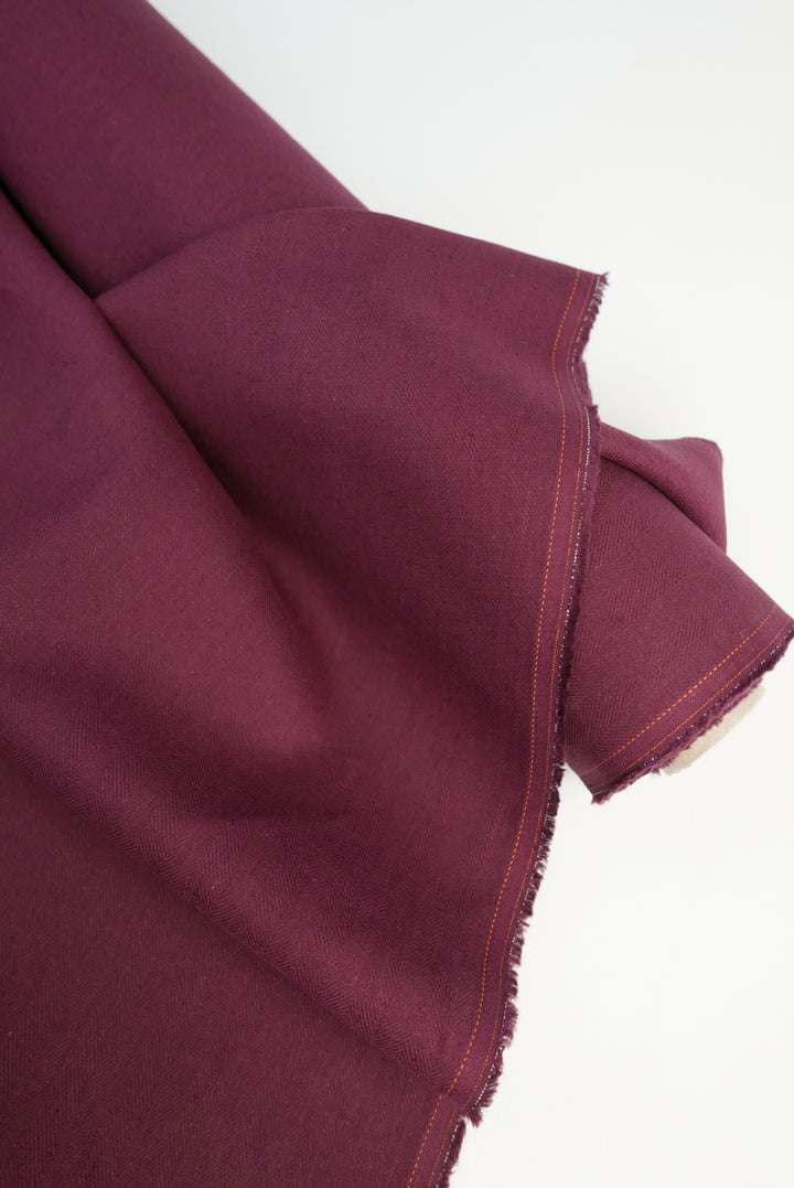 Hallie - Italian Herringbone Linen | Merlot (LAST CUT - 1.5M)