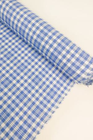 Dolly - Yarn Dyed Linen Check | Cornflower