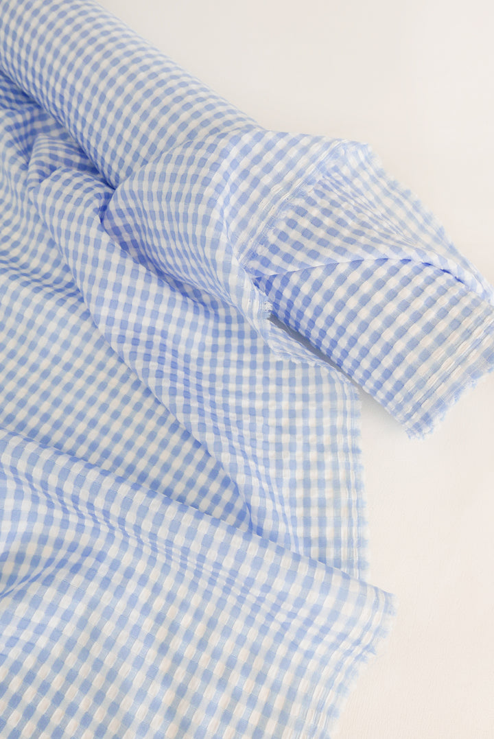 Bardot - Seersucker Rayon Check | Baby Blue