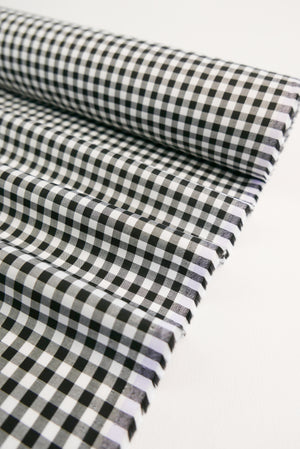 Miley - Supima Cotton Shirting | Black Gingham Remnant (1.5M)