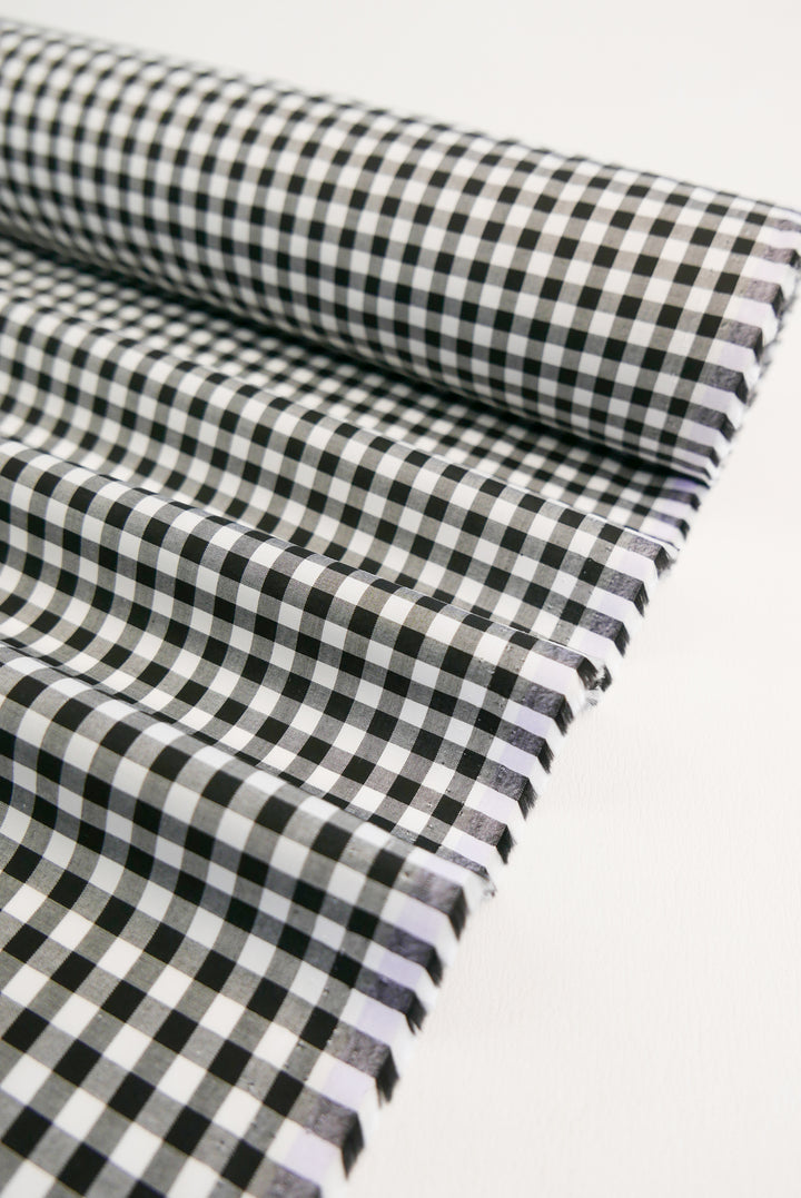 Miley - Supima Cotton Shirting | Black Gingham Remnant (1.5M)