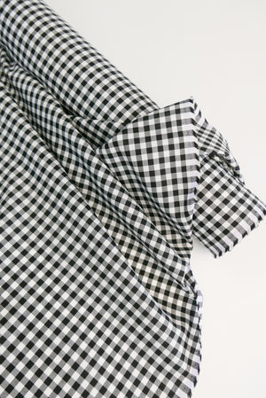 Miley - Supima Cotton Shirting | Black Gingham Remnant (1.5M)