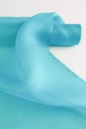 Italian Polished Silk Organza | Cyan