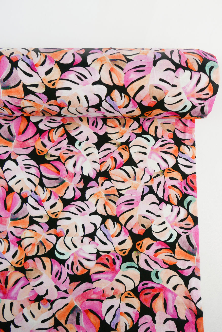 Barbados - Printed Viscose Knit | Pink Monstera