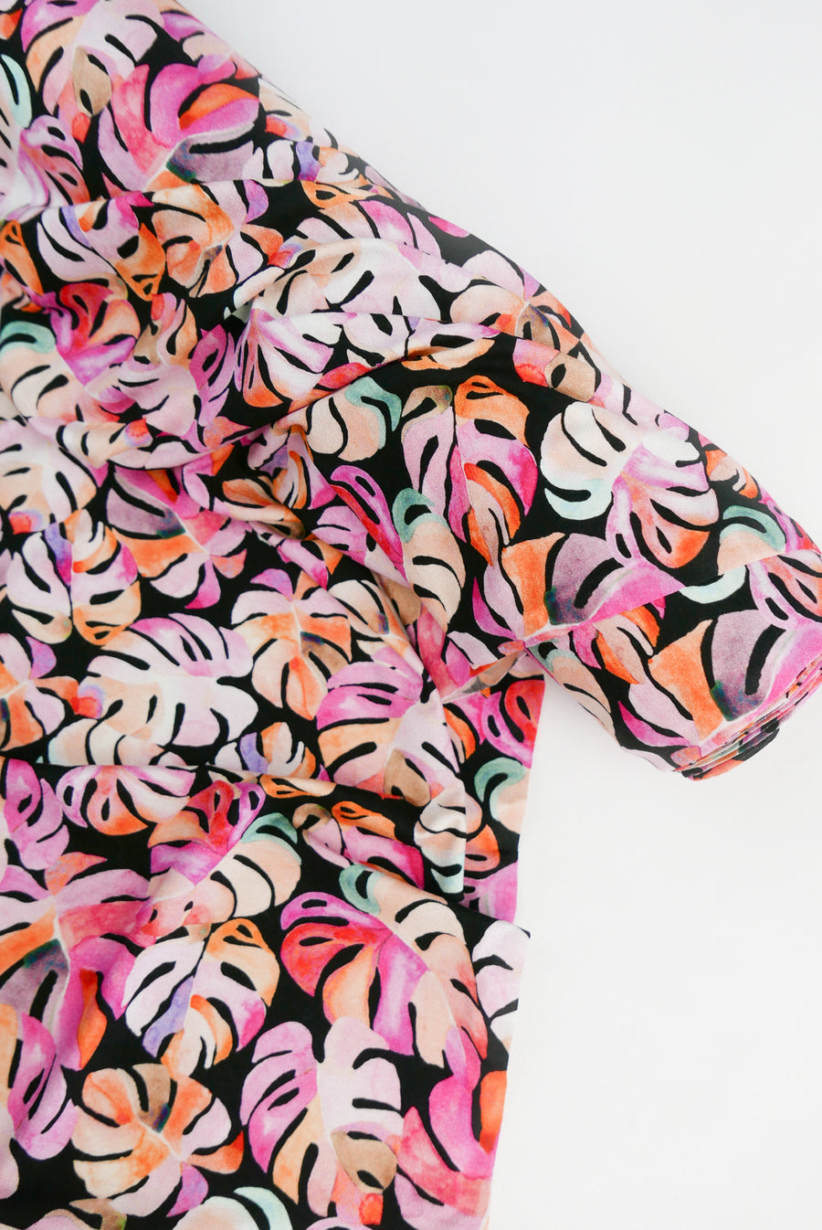 Barbados - Printed Viscose Knit | Pink Monstera (LAST CUT - 2.8M)
