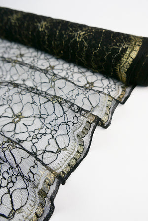 Chantilly Lace - Lace Tulle | Gilded Black Remnant (1.2M)