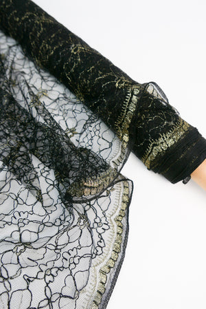 Chantilly Lace - Lace Tulle | Gilded Black Remnant (1.2M)