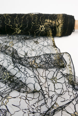 Chantilly Lace - Lace Tulle | Gilded Black Remnant (1.2M)