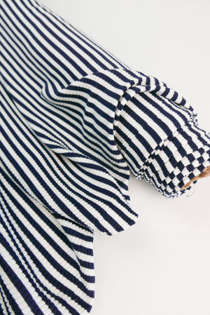 Stripe Lightning Jacquard - Cotton Knit | Navy Stripe Remnant (1.5M)