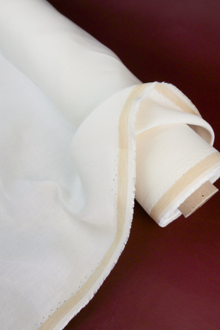 Doris - European Chevron Linen | Eggshell (LAST CUT - 3.3M)