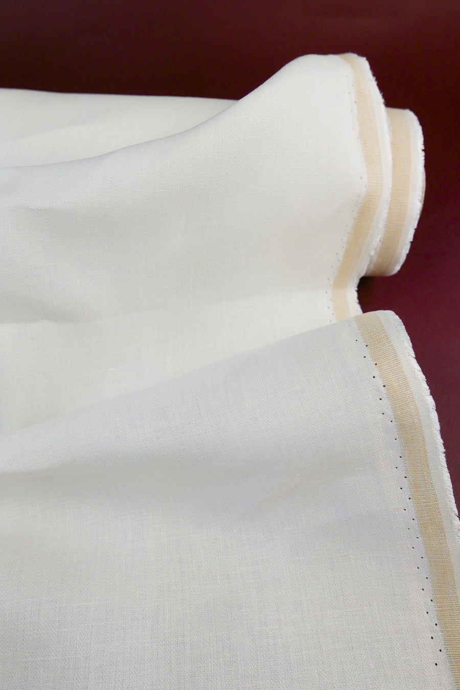 Doris - European Chevron Linen | Eggshell (LAST CUT - 3.3M)