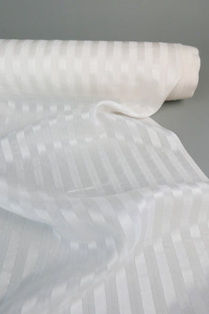 Ex-Designer Silk Self-Stripe | White Lurex