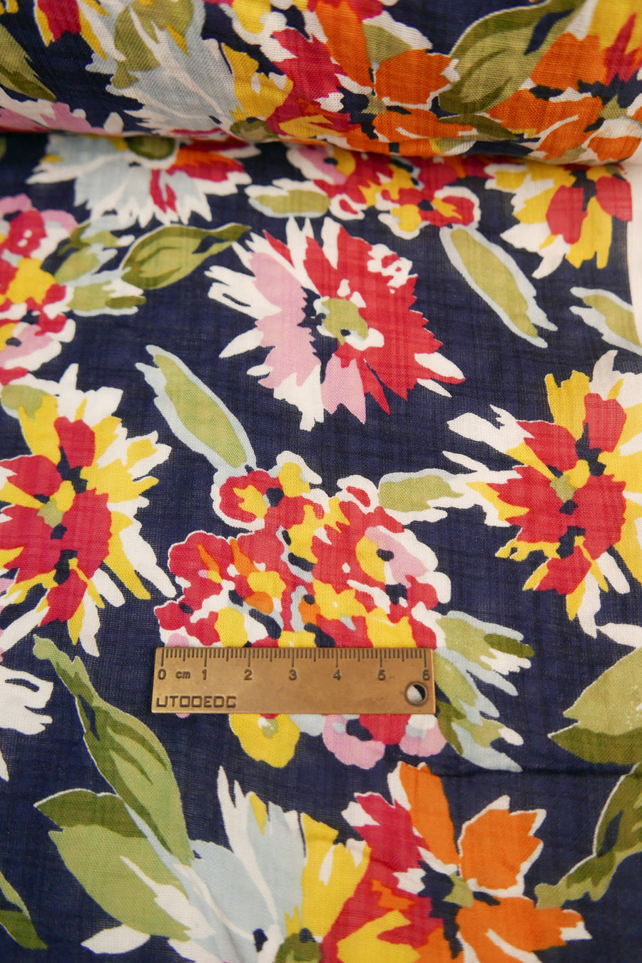 Fleur - Printed Linen Cotton | Orange Punch (LAST CUT - 3.3M)