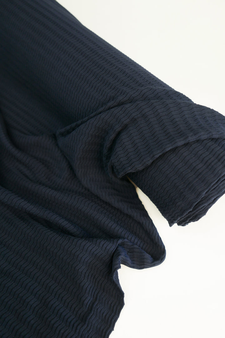Lightning Jacquard - Cotton Knit | Classic Navy (LAST CUT 1.9M)