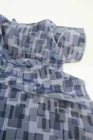 Ex-Designer - Printed Silk Crepe De Chine | Blue Dusk