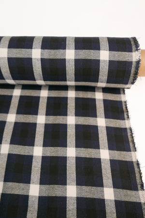 Ziggy - Checked Wool Flannel | Deep Blue