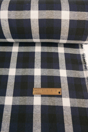 Ziggy - Checked Wool Flannel | Deep Blue