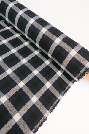 Ziggy - Checked Wool Flannel | Deep Blue