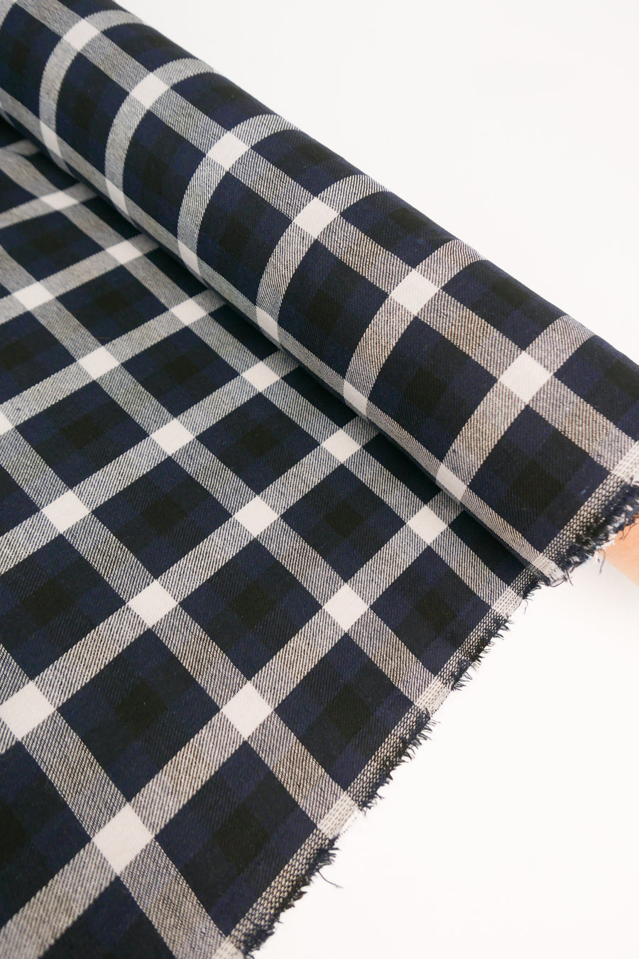 Ziggy - Checked Wool Flannel | Deep Blue