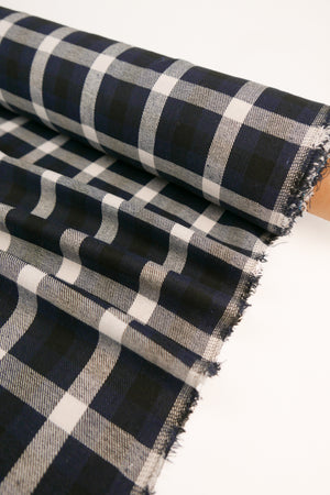 Ziggy - Checked Wool Flannel | Deep Blue