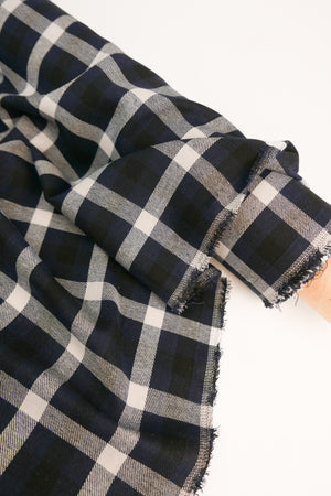 Ziggy - Checked Wool Flannel | Deep Blue