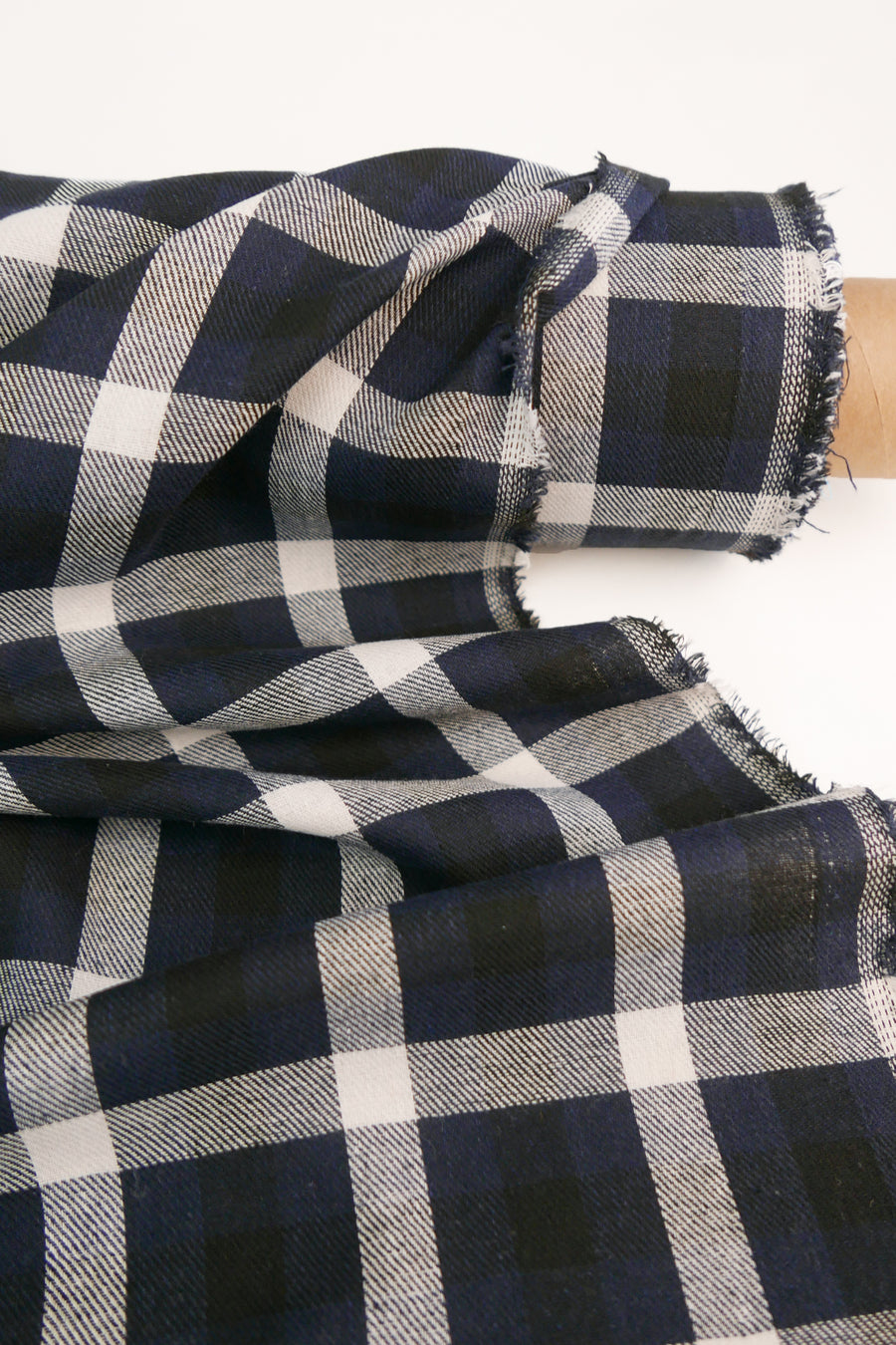 Ziggy - Checked Wool Flannel | Deep Blue