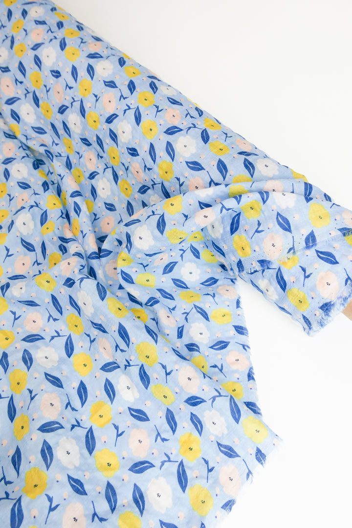 Kate - Linen Cotton Seersucker | Sky Blue