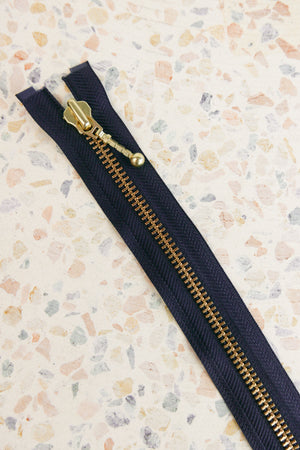 YKK 90cm Metal Zip With Toggle | Indigo