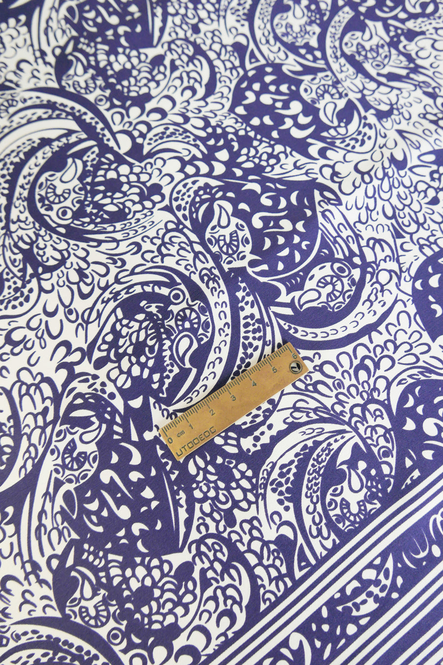 Paisley Print Silk Satin | Navy
