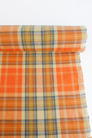 Vista - Yarn Dyed Linen Check | Tangerine