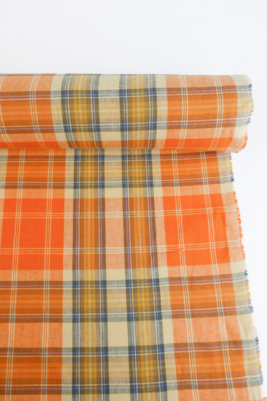 Vista - Yarn Dyed Linen Check | Tangerine