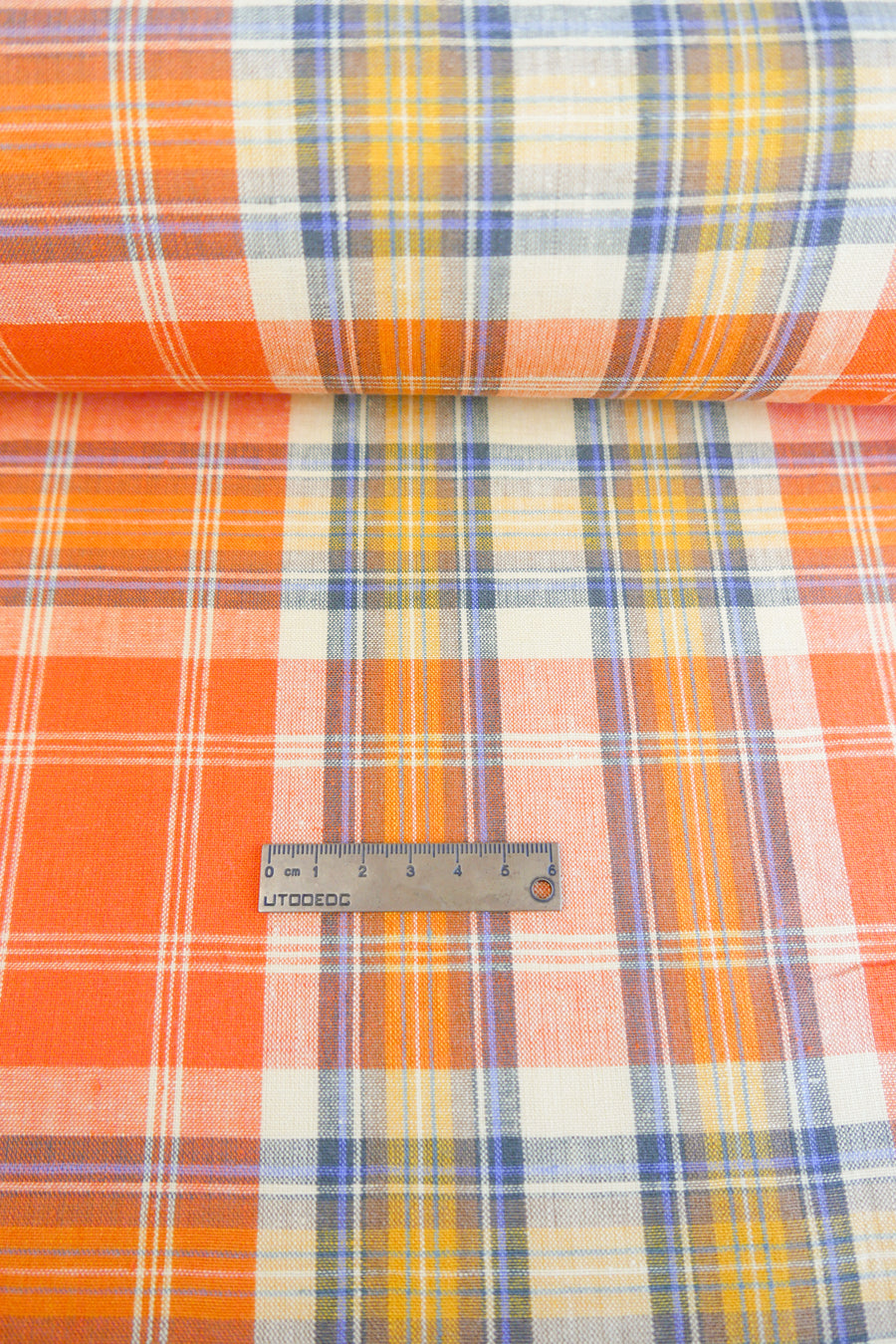 Vista - Yarn Dyed Linen Check | Tangerine