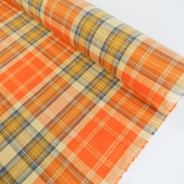Vista - Yarn Dyed Linen Check | Tangerine (LAST CUT - 1.5M)