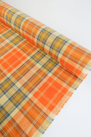 Vista - Yarn Dyed Linen Check | Tangerine