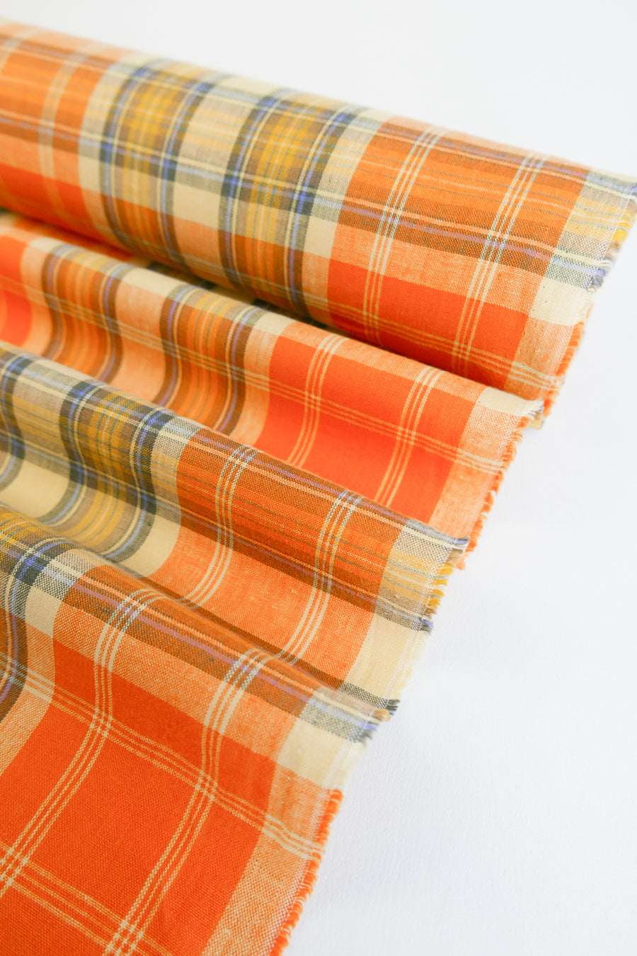 Vista - Yarn Dyed Linen Check | Tangerine