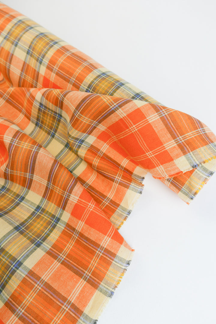 Vista - Yarn Dyed Linen Check | Tangerine