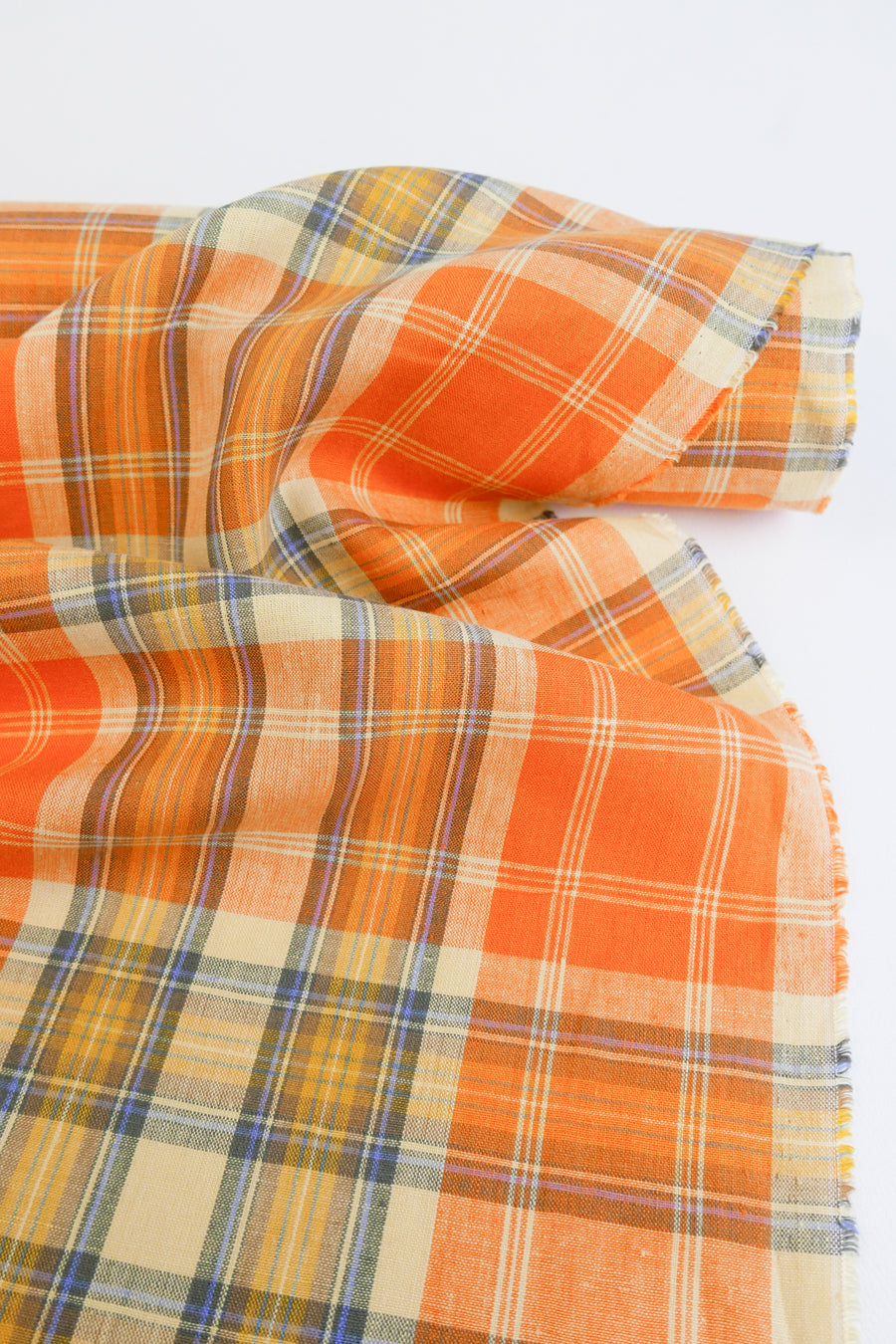Vista - Yarn Dyed Linen Check | Tangerine