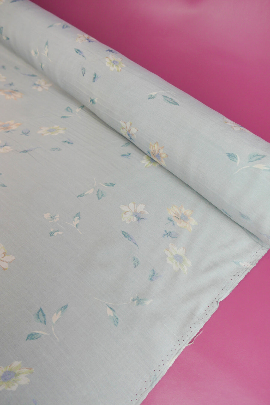 Margaret - Italian Printed Viscose | Duck Egg Blue