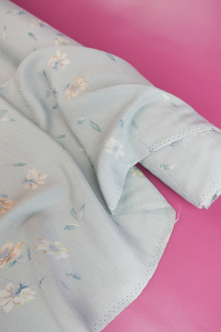 Margaret - Italian Printed Viscose | Duck Egg Blue